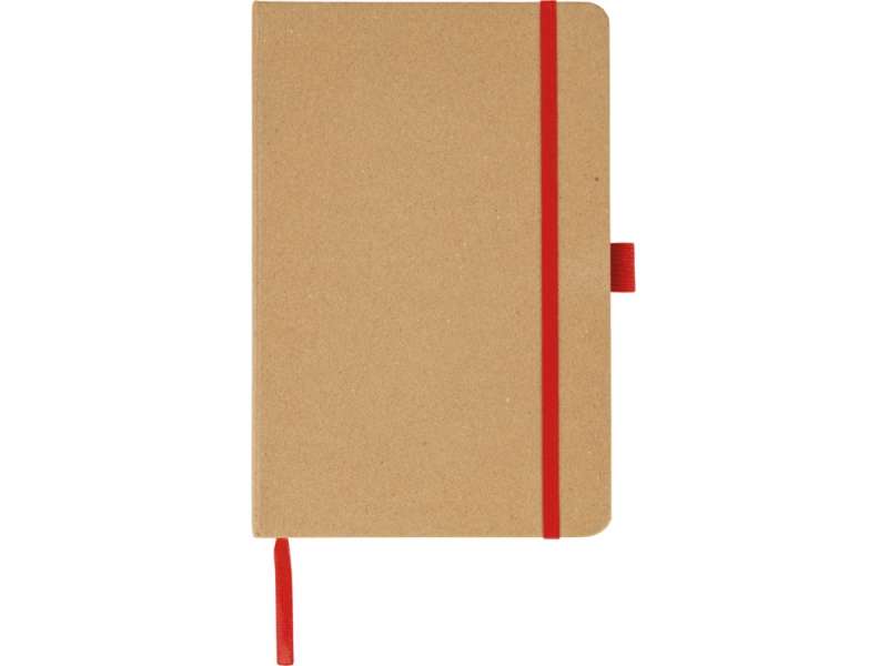 Блокнот A5 Sevilia Color, твердая обложка из крафта, 80 листов, цветной срез и форзац, натуральный/красный №4