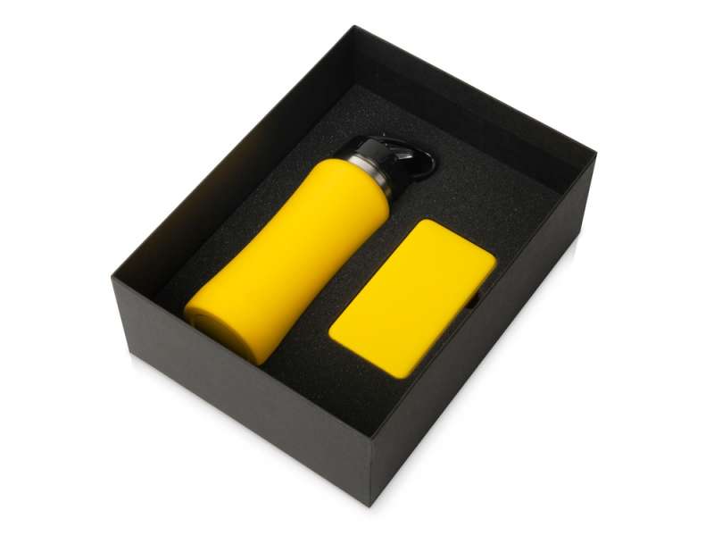 Подарочный набор с бутылкой для воды и повербанком С2, 10000 mAh, желтый Подарочный набор с бутылкой для воды и повербанком С2, 10000 mAh, желтый