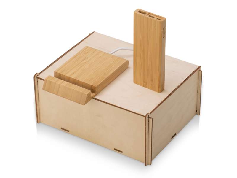Подарочный набор с БЗУ и внешним аккумулятором Bamboo Set, натуральный Подарочный набор с БЗУ и внешним аккумулятором Bamboo Set, натуральный