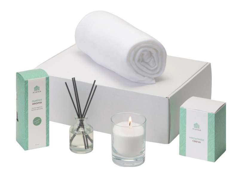 Подарочный набор White light 2.0 с пледом, диффузором, насыпной свечой №2
