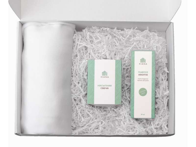 Подарочный набор White light 2.0 с пледом, диффузором, насыпной свечой №3