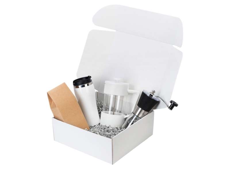 Подарочный набор с кофе, кружкой и френч-прессом Бодрое утро 2.0, белый №2