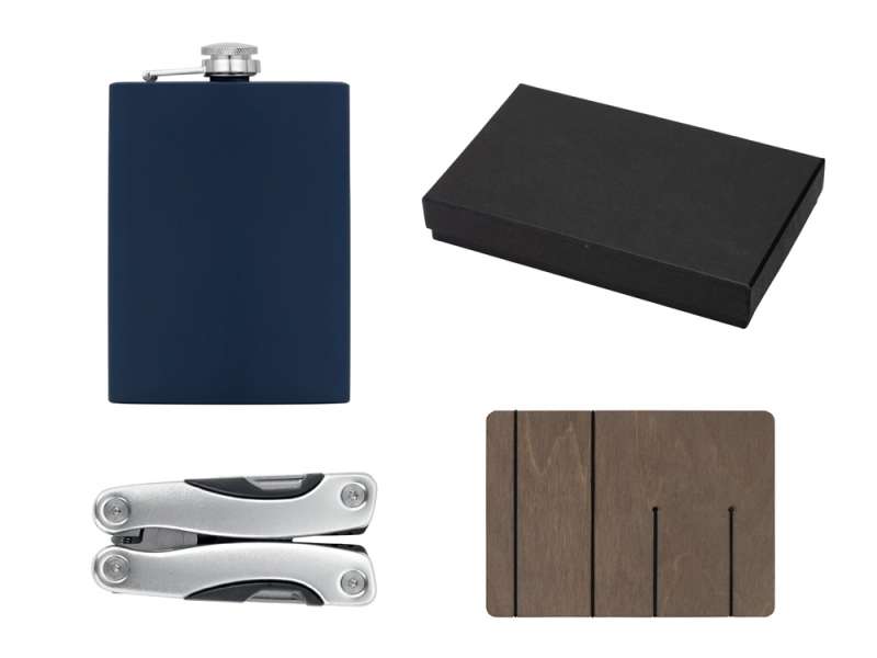Набор с мультитулом и фляжкой Путешественник 2.0., темно-синий Набор с мультитулом и фляжкой Путешественник 2.0., темно-синий