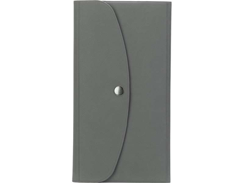 Органайзер для документов на кнопке с отделением для купюр и ручки, упаковка в индивидуальный пакет, серый №4