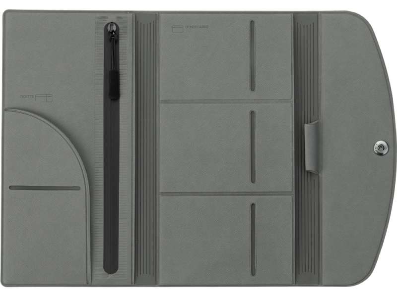 Органайзер для документов на кнопке с отделением для купюр и ручки, упаковка в индивидуальный пакет, серый №5