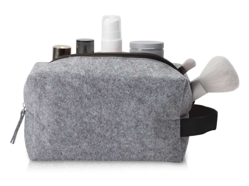 Косметичка из РПЕТ фетра с ручкой Felt, серый с черным