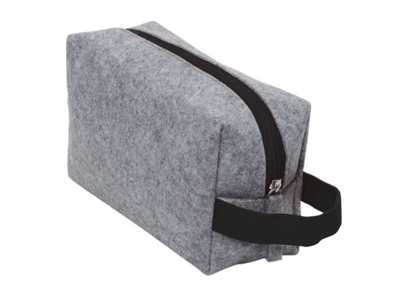 Косметичка из РПЕТ фетра с ручкой Felt, серый с черным №2
