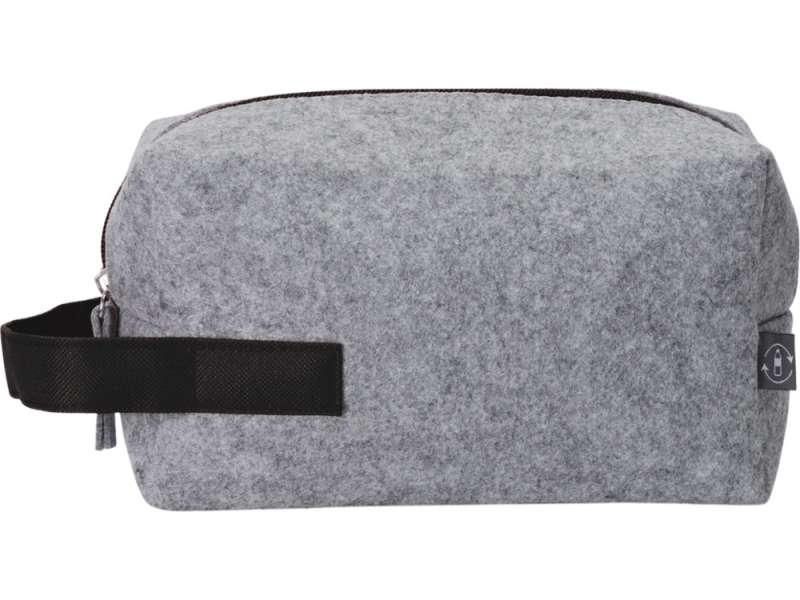 Косметичка из РПЕТ фетра с ручкой Felt, серый с черным №5