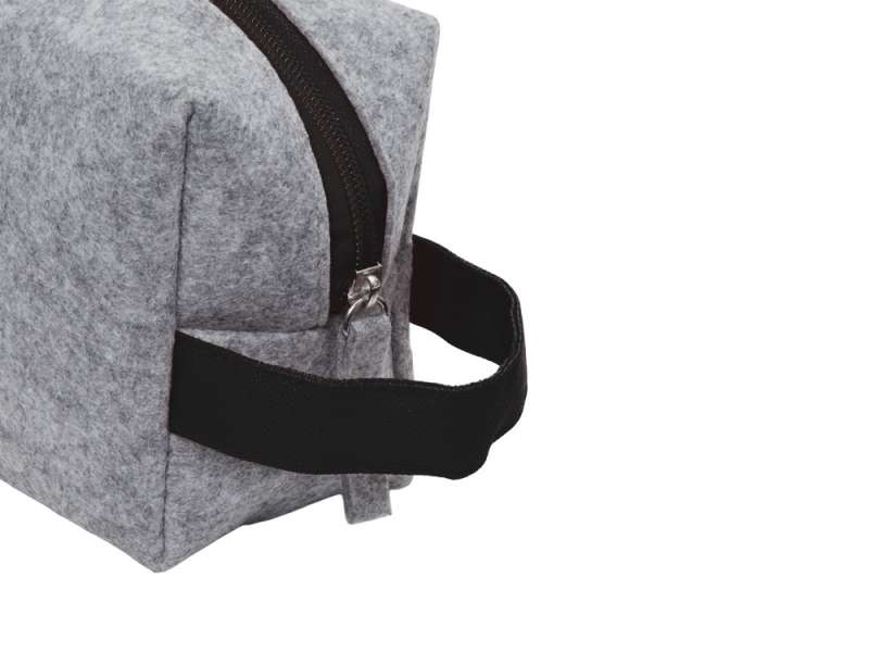 Косметичка из РПЕТ фетра с ручкой Felt, серый с черным №6