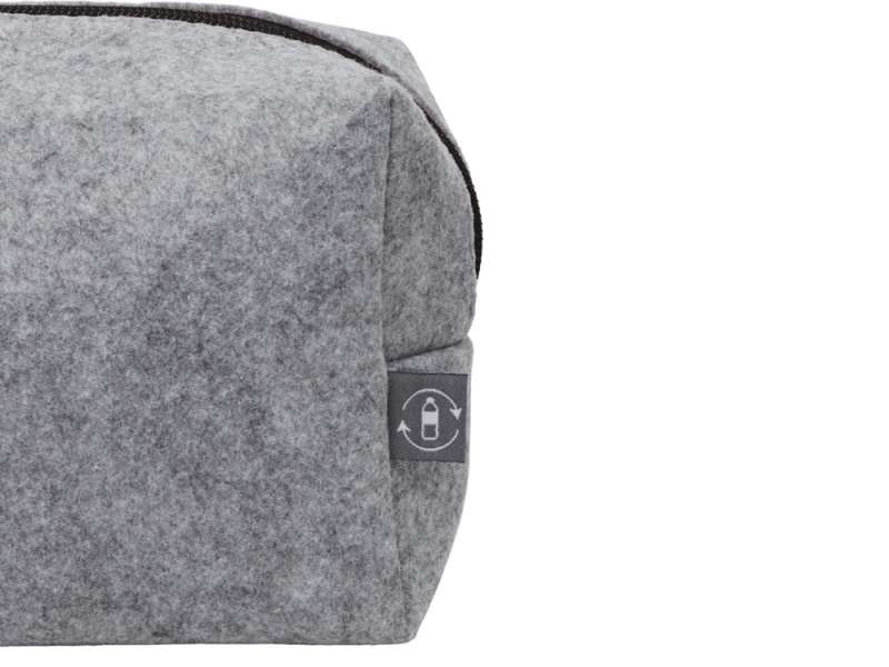 Косметичка из РПЕТ фетра с ручкой Felt, серый с черным №7