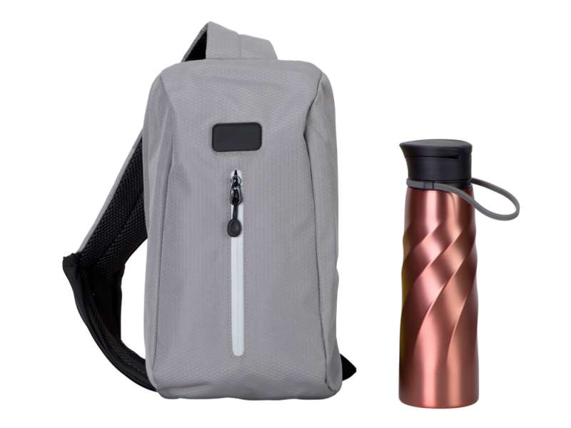 Подарочный набор с бутылкой для воды в сумке - слинге 
Athletic nomad, красный