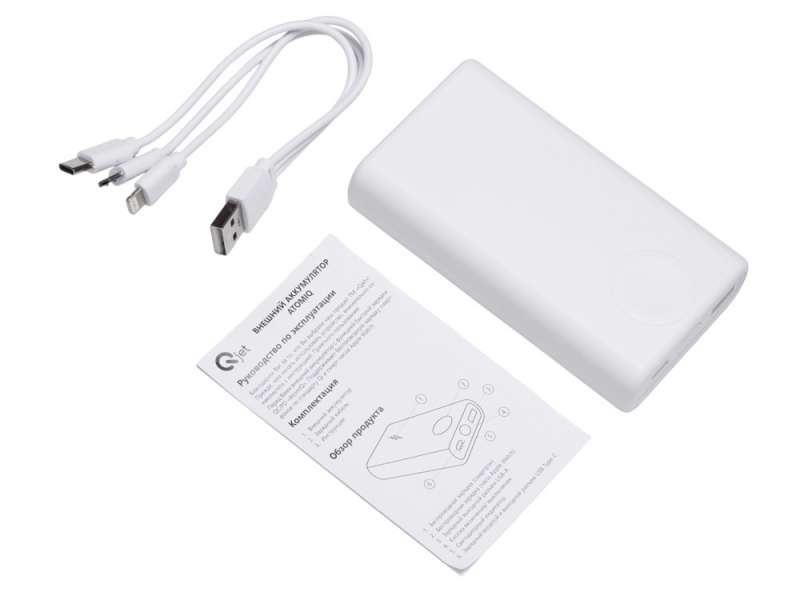 Внешний беспроводной аккумулятор 2-в-1 с функцией зарядки Apple Watch, QC/PD AtomIQ, 10000 мАч, белый №9