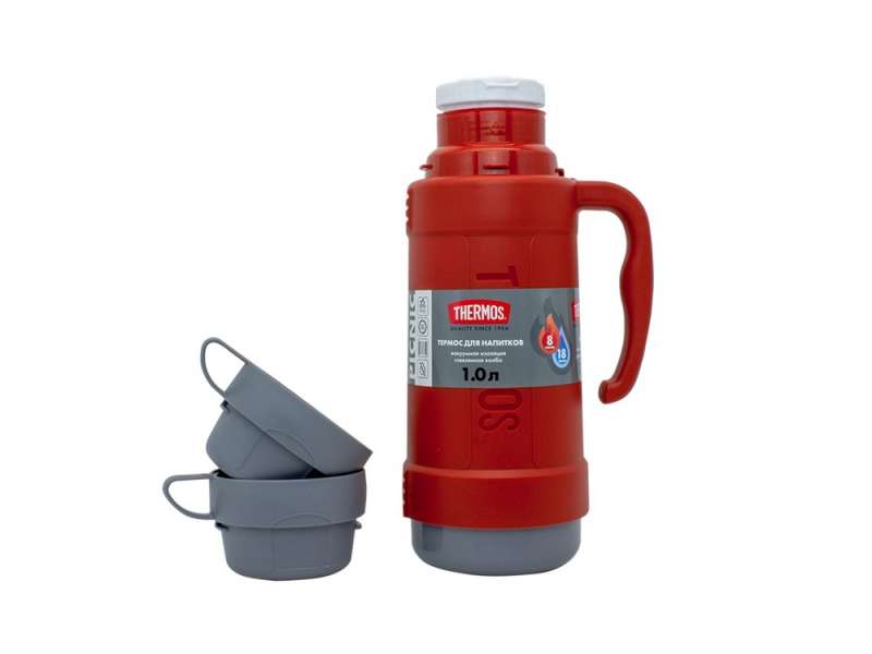 Термос со стеклянной колбой тм THERMOS PICNIC 40 Series Red 1,0L №3