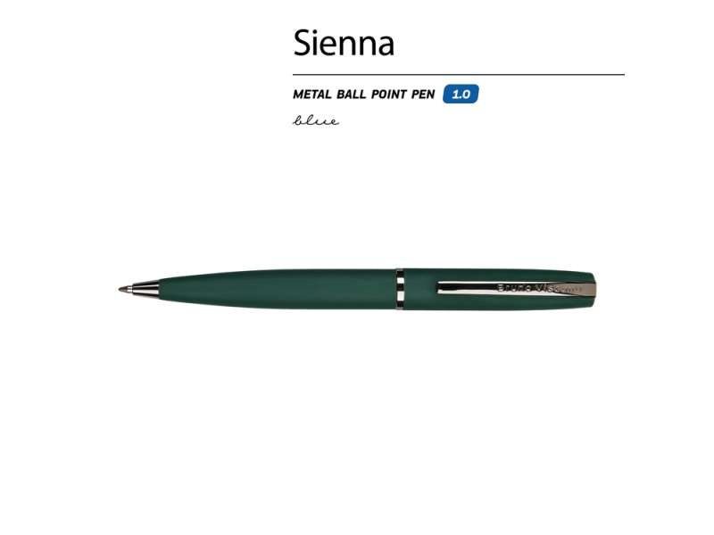 Ручка металлическая шариковая Sienna, софт-тач, 1.0 мм, зеленый №2