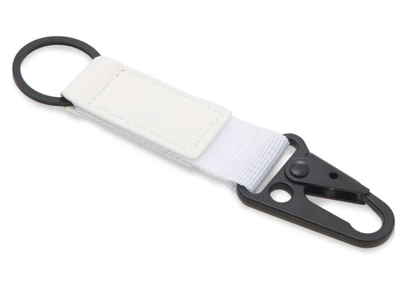 Брелок-ремувка Carabinier из ткани с вставкой из экокожи и карабином, белый