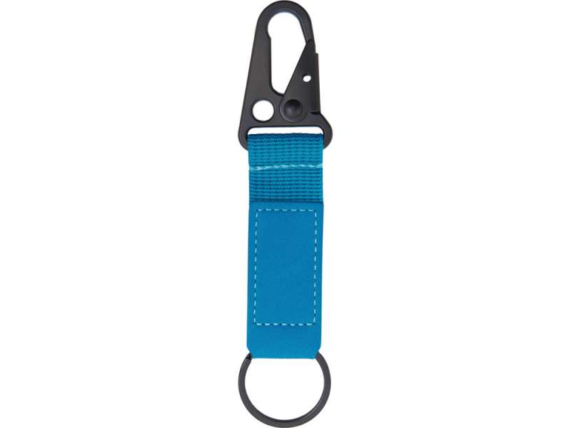 Брелок-ремувка Carabinier из ткани с вставкой из экокожи и карабином, синий №2