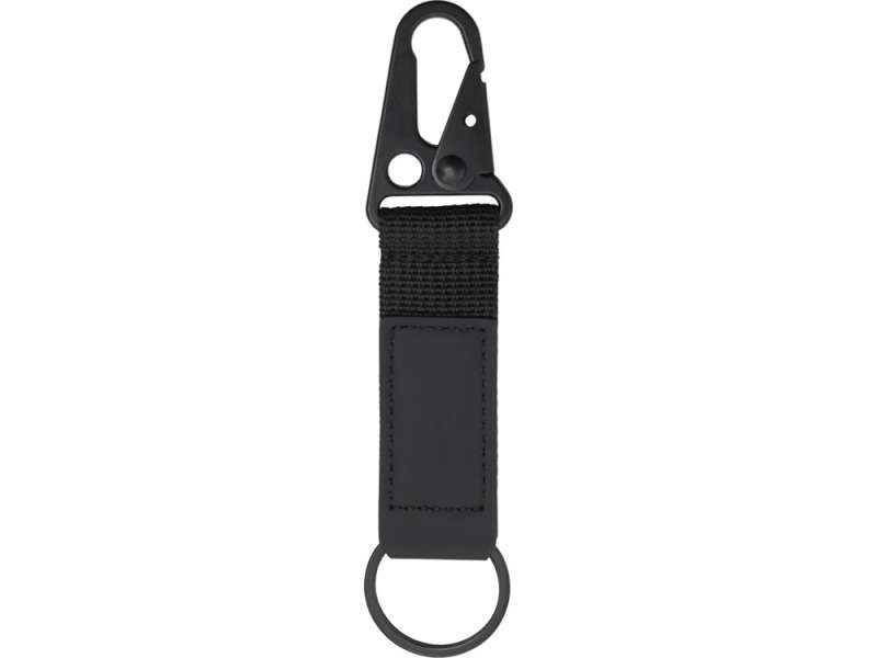 Брелок-ремувка Carabinier из ткани с вставкой из экокожи и карабином, черный №2
