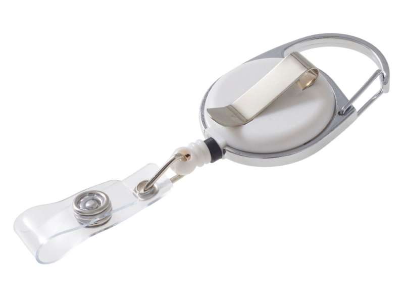 Бейдж с рулеткой-карабин Favor, белый №6