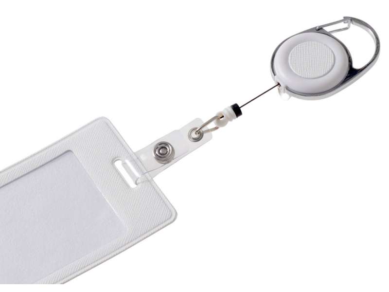 Бейдж с рулеткой-карабин Favor, белый №7