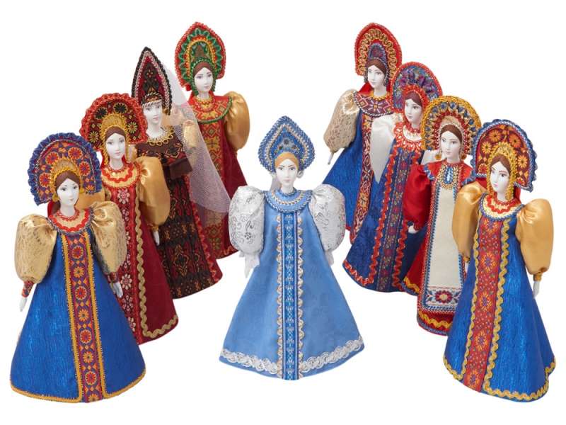 Подарочный набор: кукла фарфоровая, мед, голубой №7