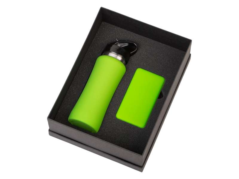 Подарочный набор с бутылкой для воды и повербанком С2, 10000 mAh, зеленое яблоко Подарочный набор с бутылкой для воды и повербанком С2, 10000 mAh, зеленое яблоко