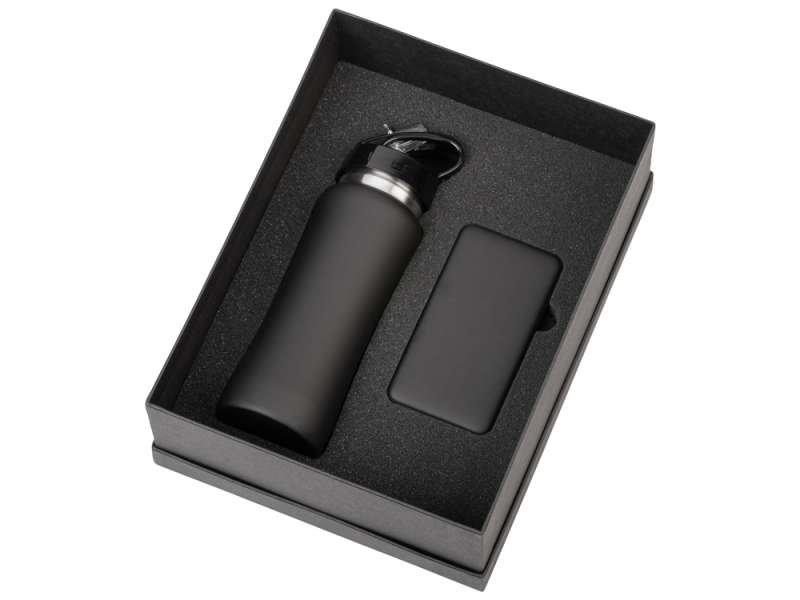 Подарочный набор с бутылкой для воды и повербанком С2, 10000 mAh, черный