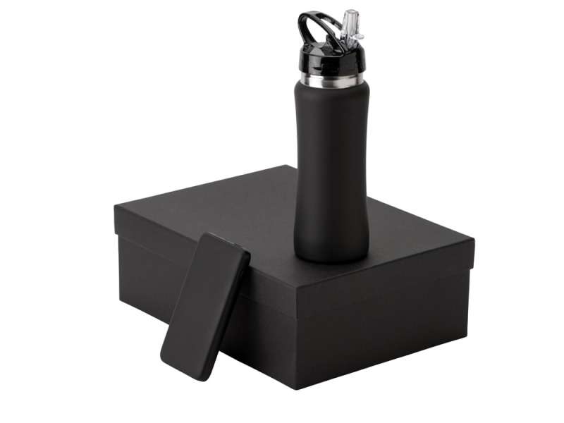 Подарочный набор с бутылкой для воды и повербанком С2, 10000 mAh, черный №2