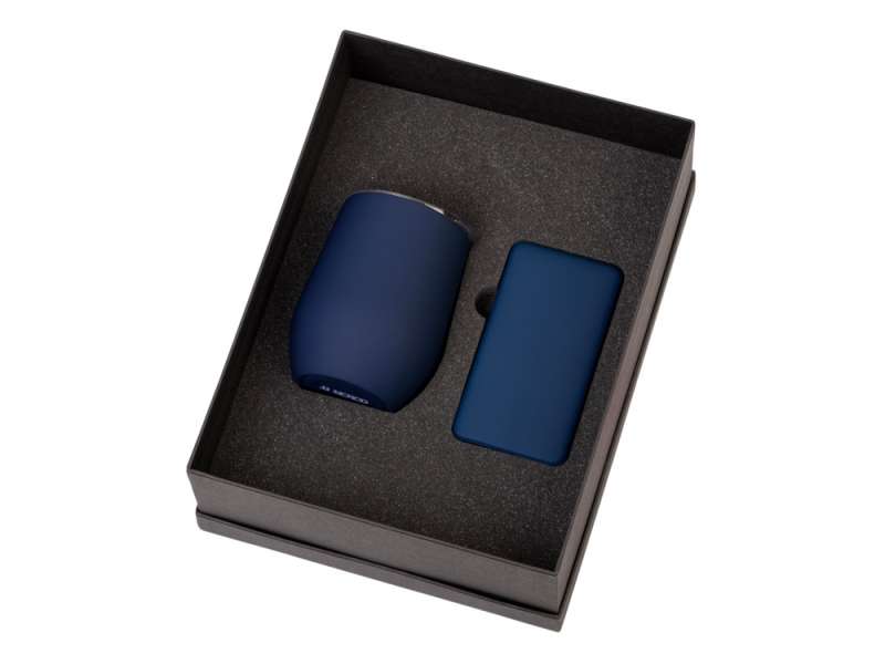 Подарочный набор с термокружкой и повербанком С2, 10000 mAh, темно-синий №2