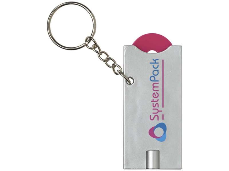 Брелок-держатель для монет Allegro с фонариком, фуксия/серебристый №5