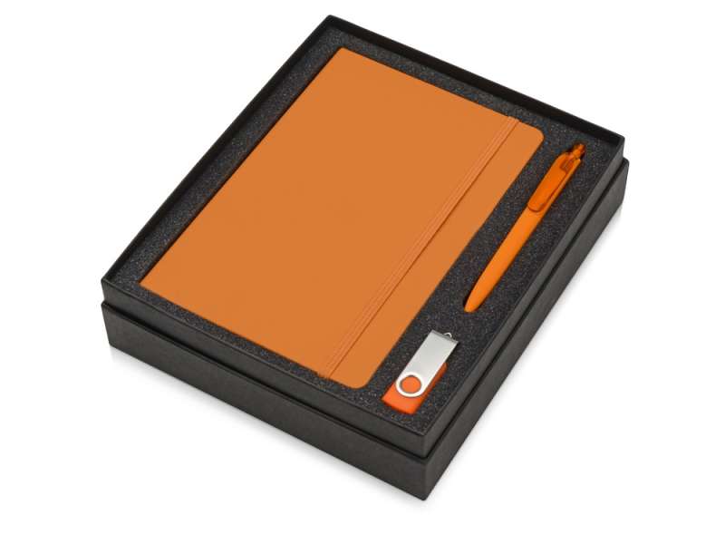 Подарочный набор Vision Pro Plus soft-touch с флешкой, ручкой и блокнотом А5, оранжевый №2
