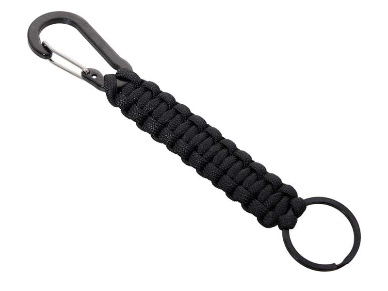 Брелок-веревочка Austere с карабином и кольцом, черный