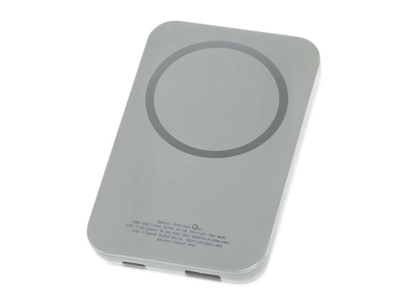 Магнитный беспроводной внешний аккумулятор MagnetIQ, 5000 mah, 10 W, серый Cool gray 7C Магнитный беспроводной внешний аккумулятор MagnetIQ, 5000 mah, 10 W, серый Cool gray 7C
