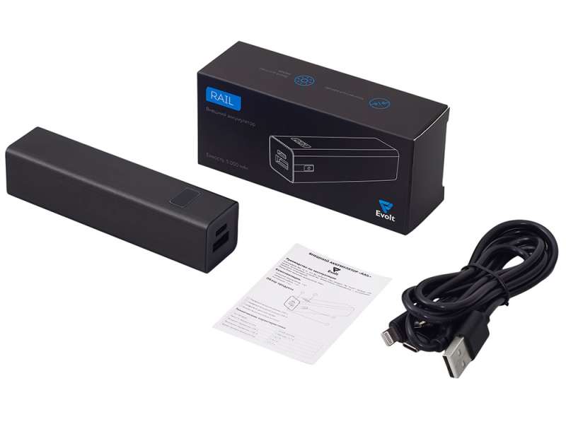 Внешний аккумулятор Rail, 5000 mAh, черный №8