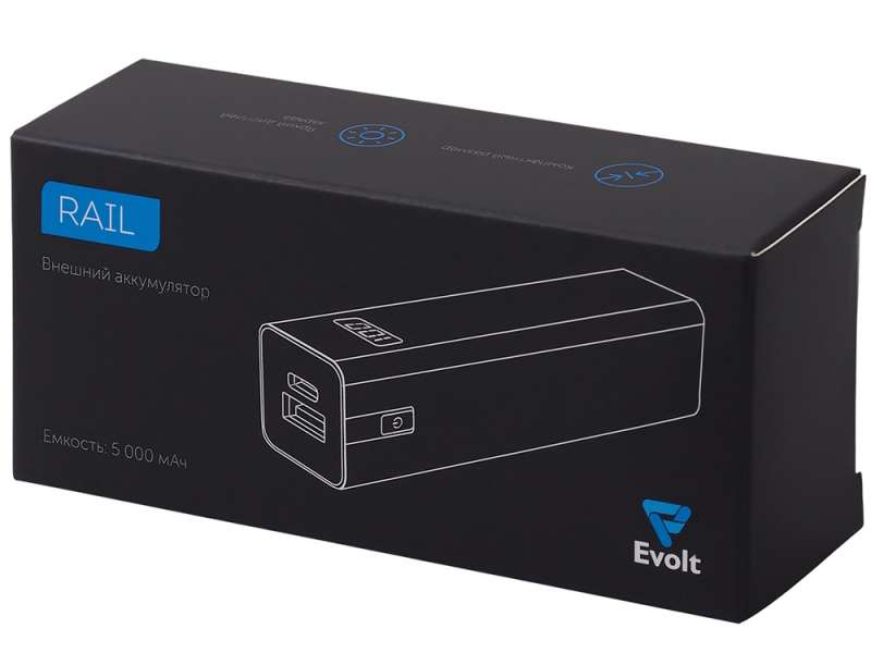 Внешний аккумулятор Rail, 5000 mAh, черный №9