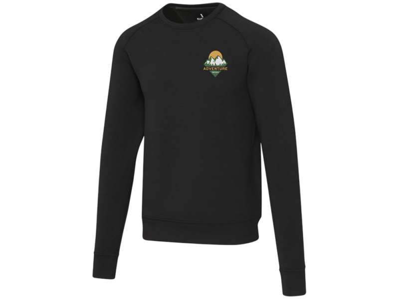 Yukon унисекс интерлок спортивный свитер с круглым вырезом - Сплошной черный №5