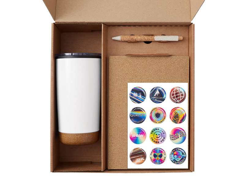 Подарочный набор из пробки с блокнотом, ручкой и термокружкой №2