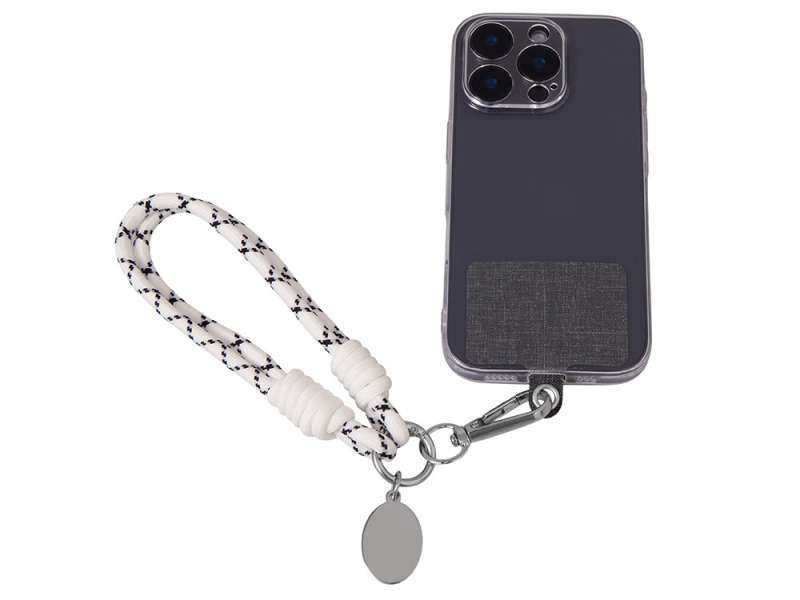 Брелок-браслет Bohemian c тканевым держателем для телефона, бело-черный №2