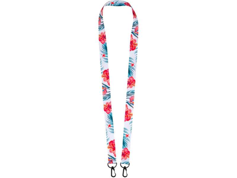 Ланъярд 2 см под сублимацию с 2-мя карабинами, черный №3