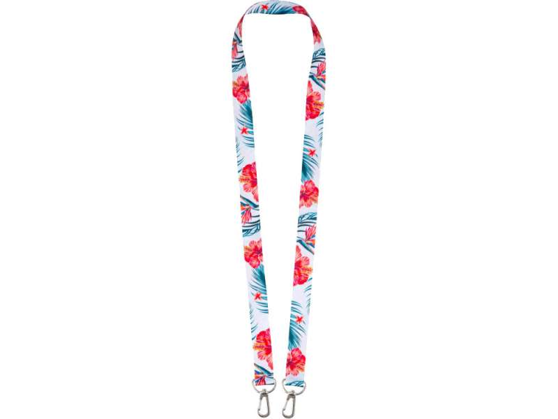 Ланъярд 2 см под сублимацию с 2-мя карабинами, серебристый №3