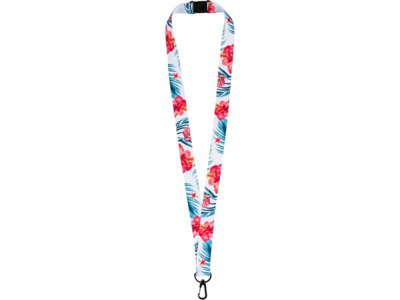 Ланъярд 2 см под сублимацию с карабином и замком обрыва, черный №2