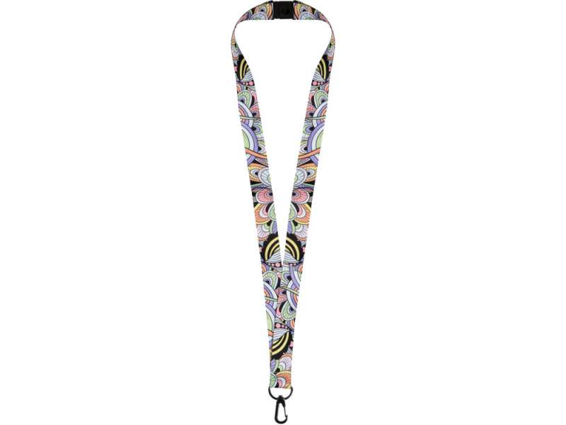 Ланъярд 2 см под сублимацию с карабином и замком обрыва, черный №3