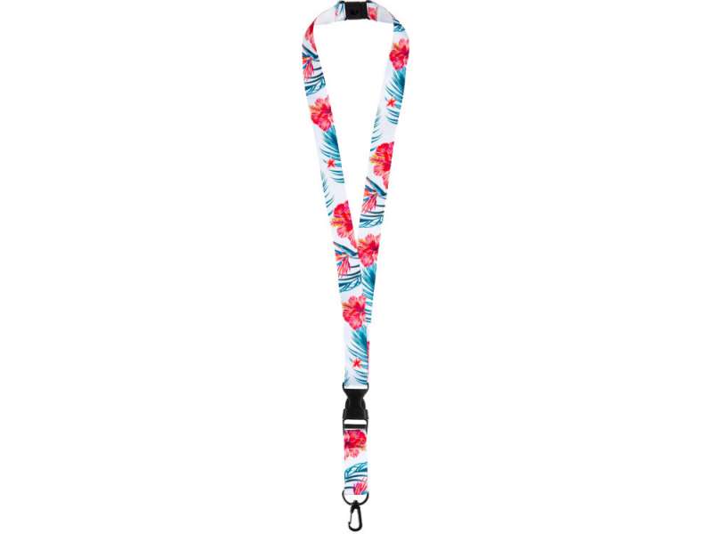 Ланъярд 2 см под сублимацию с карабином, межуровневым замком и замком обрыва, черный №2