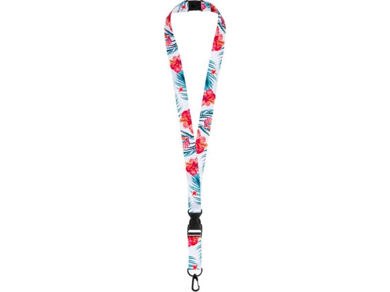 Ланъярд 2 см под сублимацию с карабином, межуровневым замком и замком обрыва, черный №3