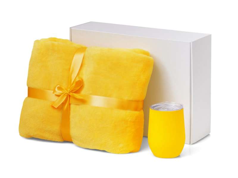 Подарочный набор Dreamy hygge 2.0 с пледом и термокружкой, желтый №2