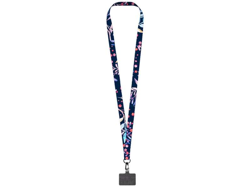 Ланъярд 2 см под сублимацию с трендовым карабином и большим держателем для телефона из ПЭ, черный №2