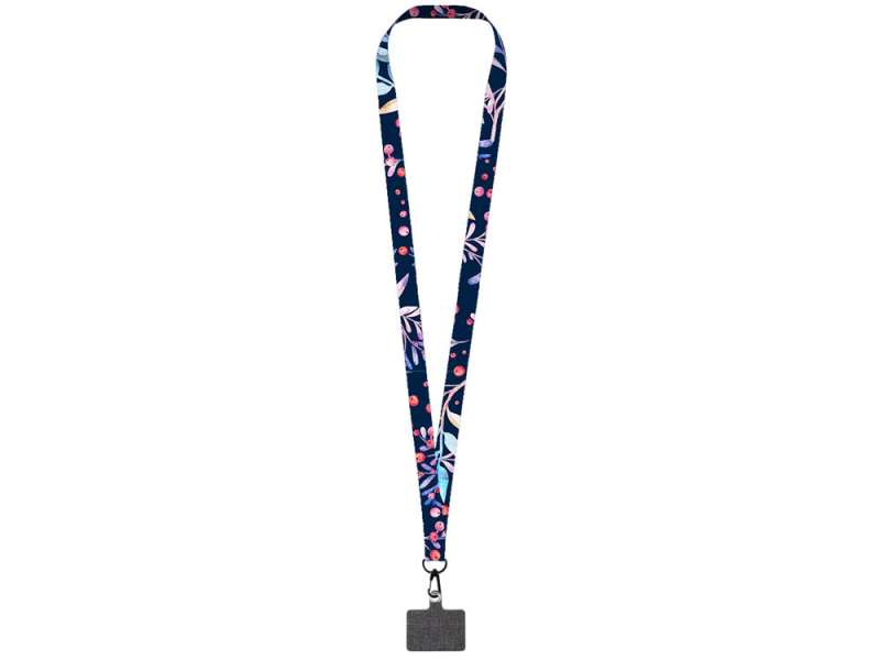 Ланъярд 2 см под сублимацию с трендовым карабином и большим держателем для телефона из ПЭ, черный №3