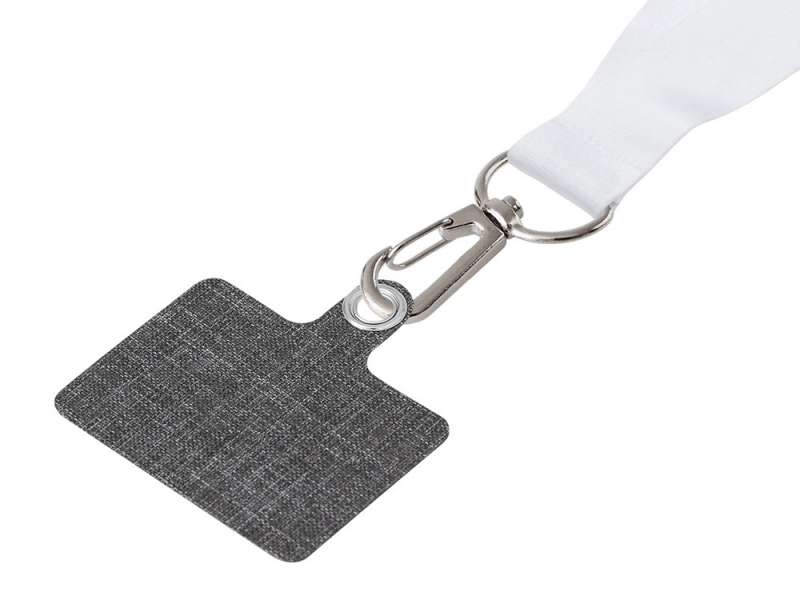 Ланъярд 2 см под сублимацию с трендовым карабином и большим держателем для телефона из ПЭ, серебристый №4