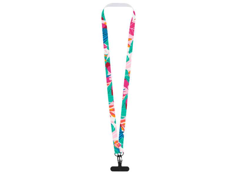 Ланъярд 2 см под сублимацию с 2-мя трендовыми карабинами и узким держателем для телефона из ПЭ, черный №3