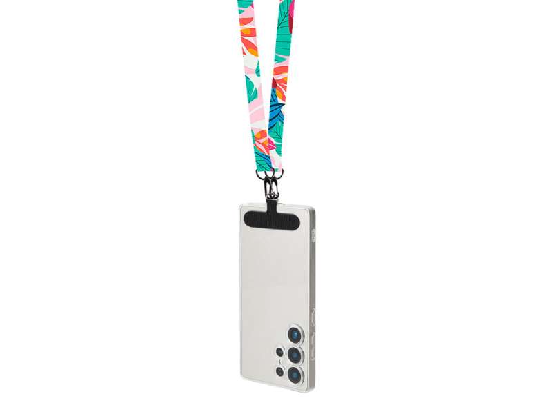 Ланъярд 2 см под сублимацию с 2-мя трендовыми карабинами и узким держателем для телефона из ПЭ, черный №5