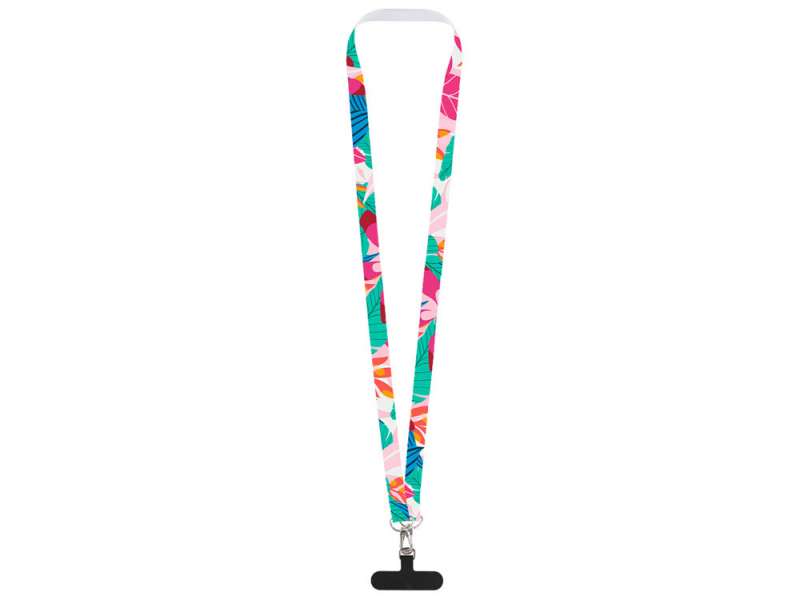 Ланъярд 2 см под сублимацию с 2-мя трендовыми карабинами и узким держателем для телефона из ПЭ, серебристый №3